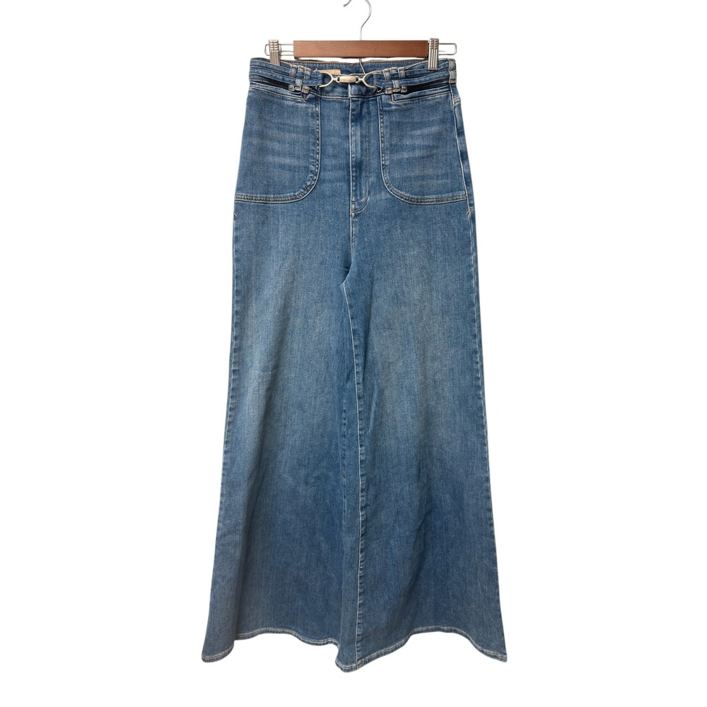 Pilcro Wide-Leg Flare Jeans in Blue - Picture 4 of 9